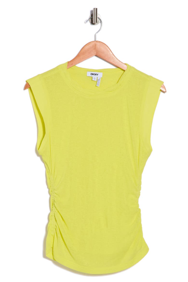 Sleeveless Ruched Knit Top, Alternate, color, LIMEADE