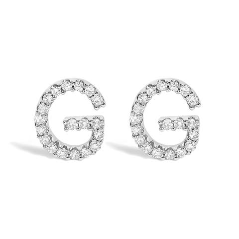 10K Gold 1/10 Cttw Diamond Initial "A" to "Z" Stud Earring