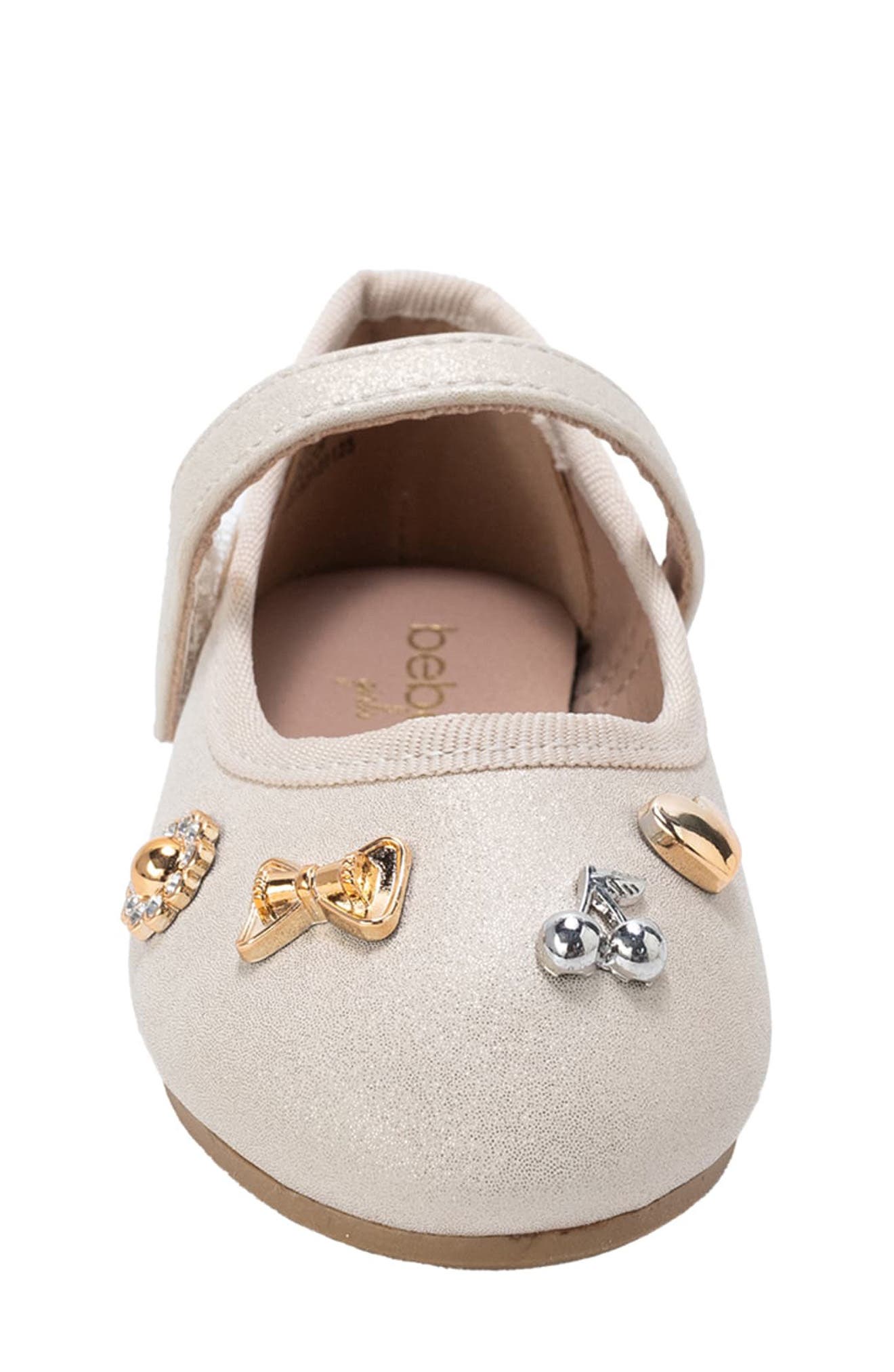 bebe Gigi Heart Dottie Mary Jane Flat, Alternate, color, Taupe