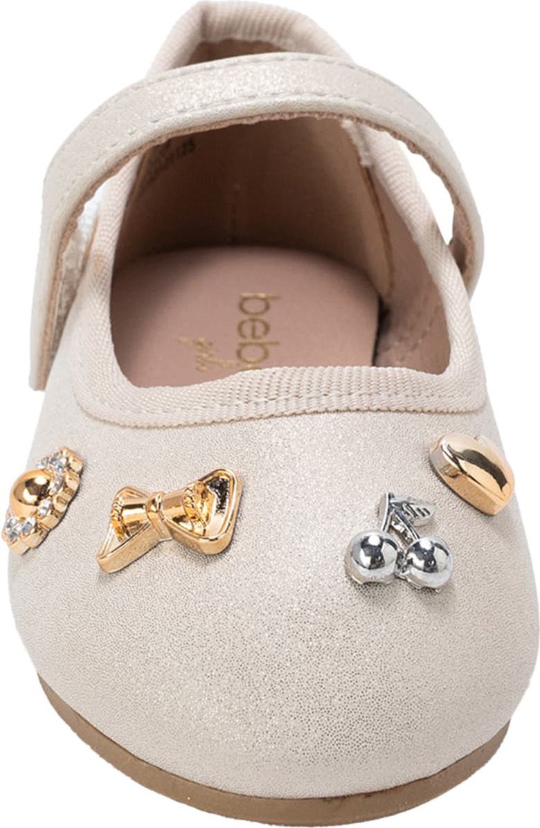 bebe Gigi Heart Dottie Mary Jane Flat, Alternate, color, Taupe