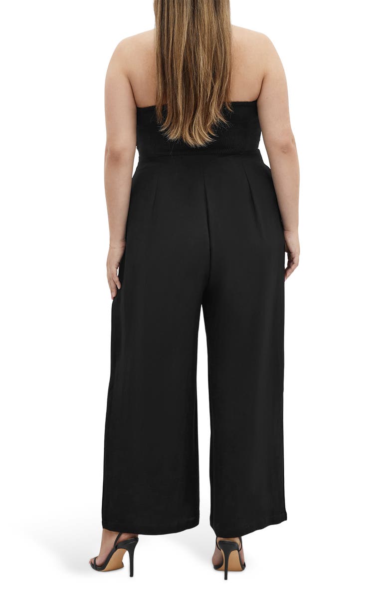 City Chic Jessa Strapless Jumpsuit, Alternate, color, Black