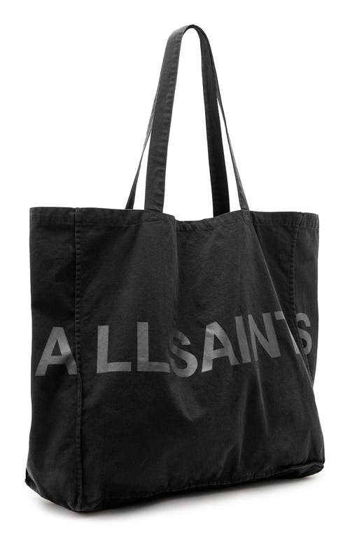 Shop Allsaints Large Biggy Cotton Tote In Black