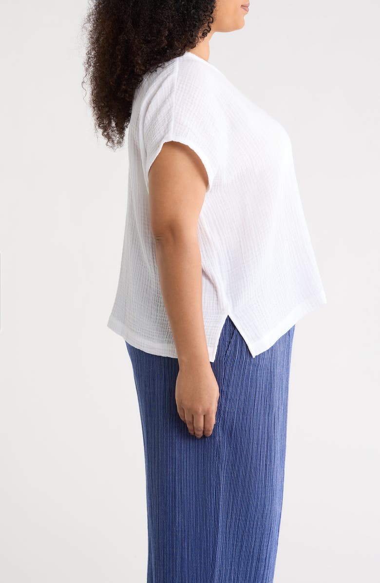 Eileen Fisher Boxy Organic Cotton Gauze Top, Alternate, color, White