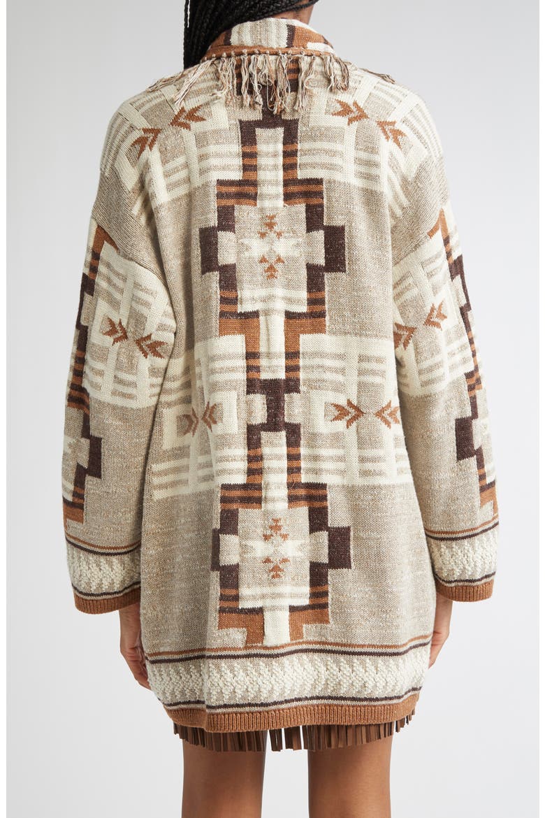 Jair Geo Pattern Fringe Cardigan, Alternate, color, NATURAL MULTI