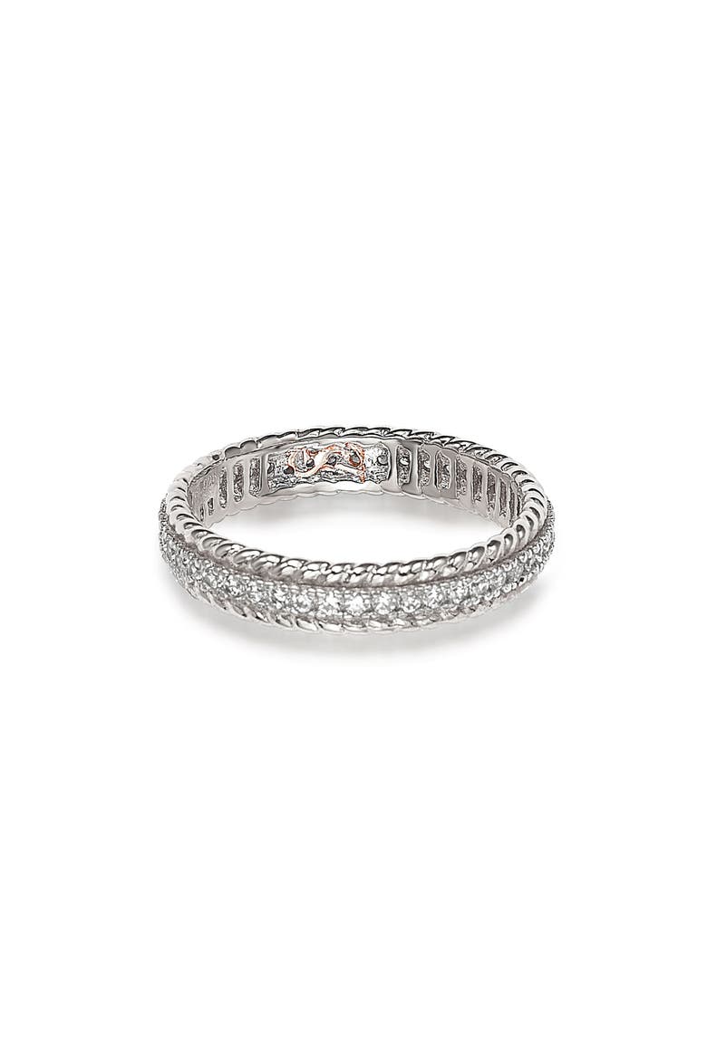 French Filigree Cubic Zirconia Eternity Ring, Alternate, color, WHITE