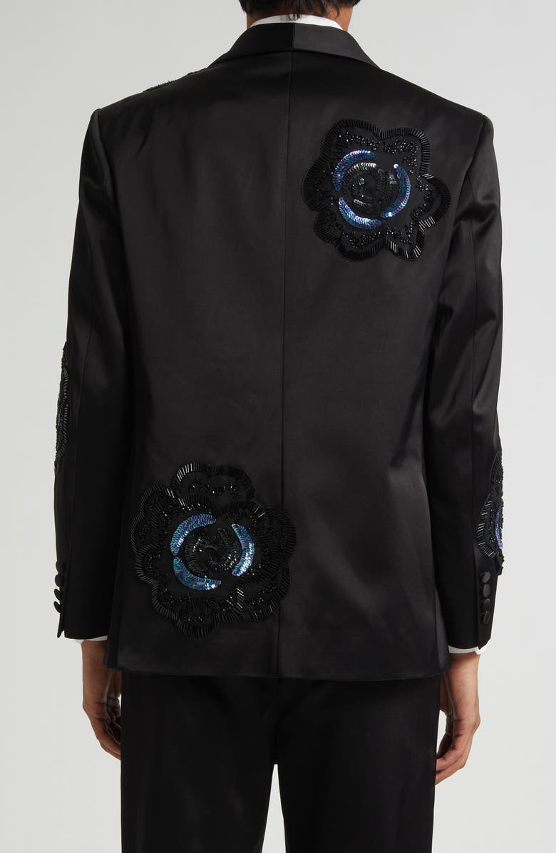 Bode Poppy Shawl Collar Wool Suit Jacket, Alternate, color, Black