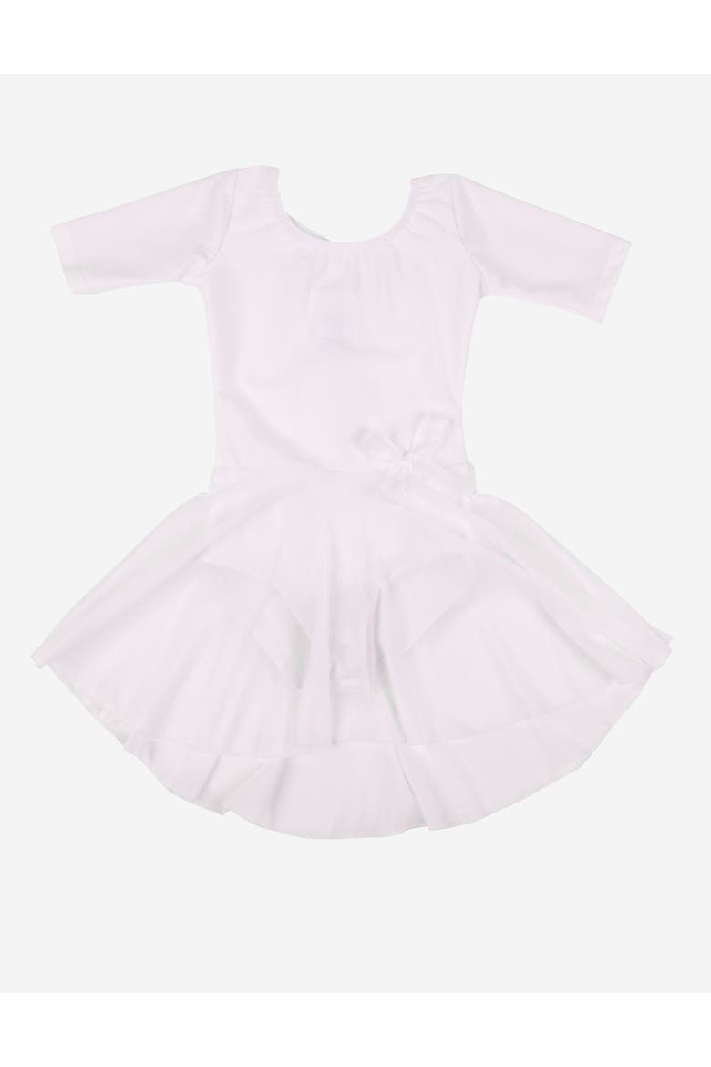 Girls Short Sleeve Skirted Leotard, Main, color, WHITE
