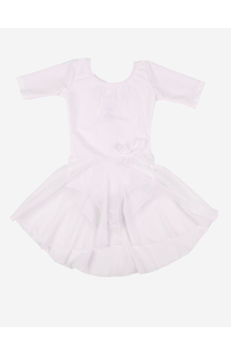 Leveret Girls Short Sleeve Skirted Leotard, Main, color, White