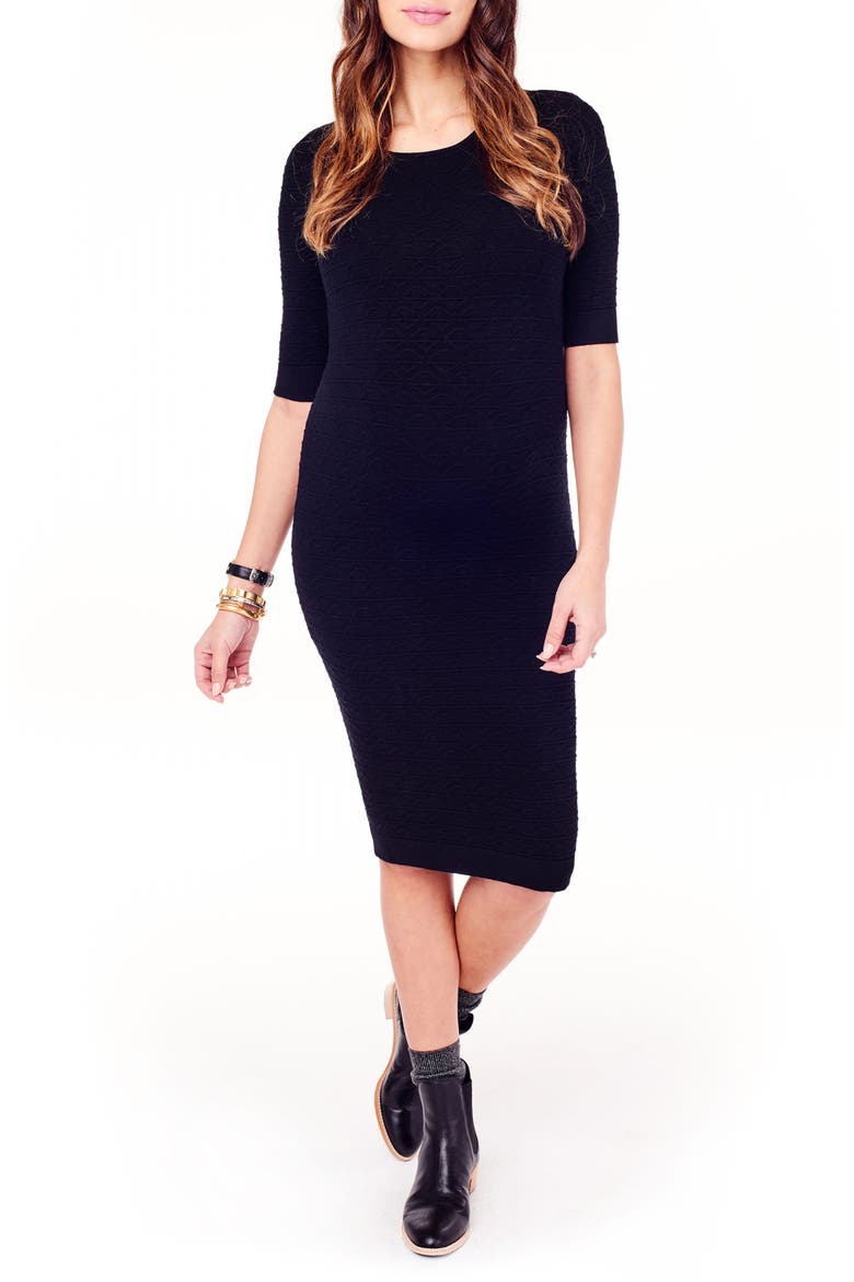Ingrid & Isabel® Sweater Knit Maternity Sheath Dress, Main, color, JET BLACK