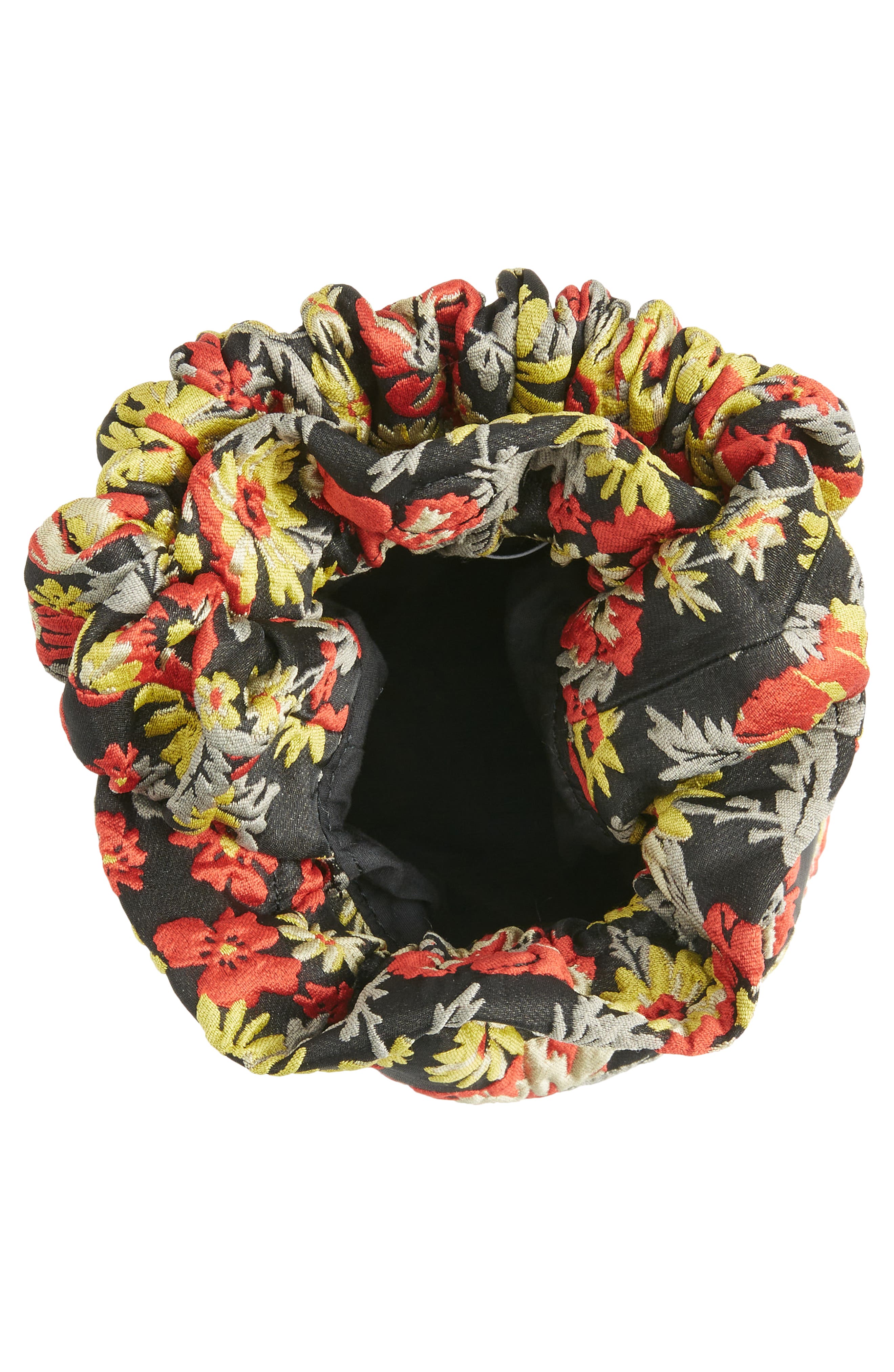 Ganni Floral Ruched Top Handle Bag, Alternate, color, 