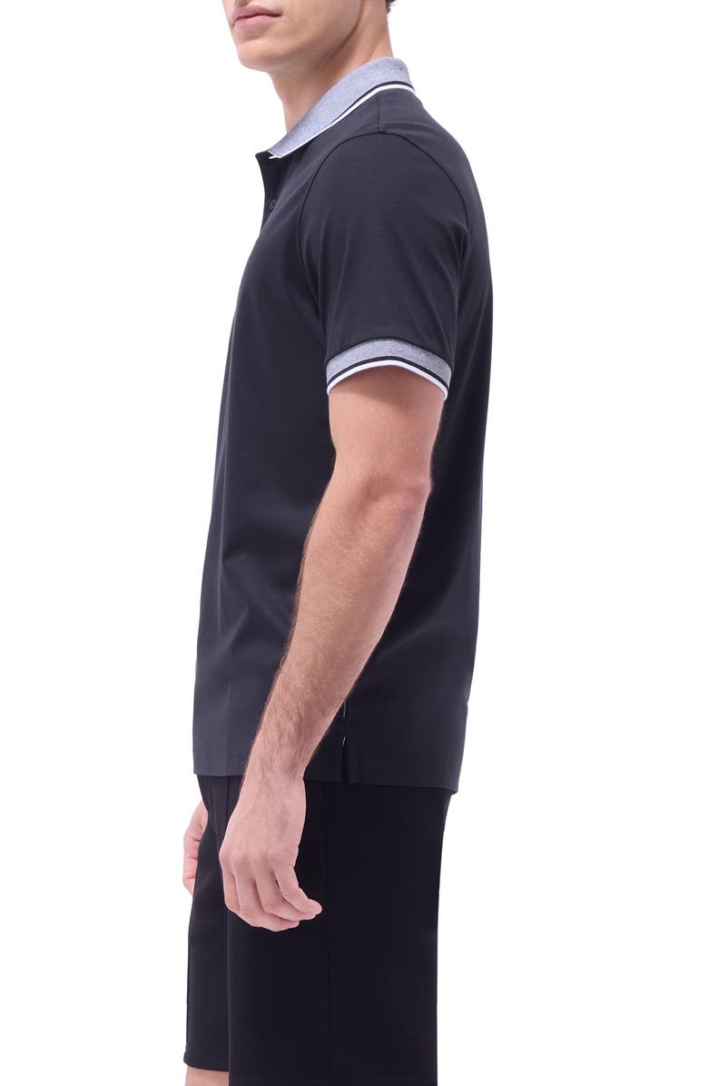Bugatchi Tipped Pima Cotton Piqué Polo, Alternate, color, Black