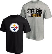 FANATICS Men's Fanatics Heather Gray/Black Pittsburgh Steelers Big & Tall 2-Pack T-Shirt Set