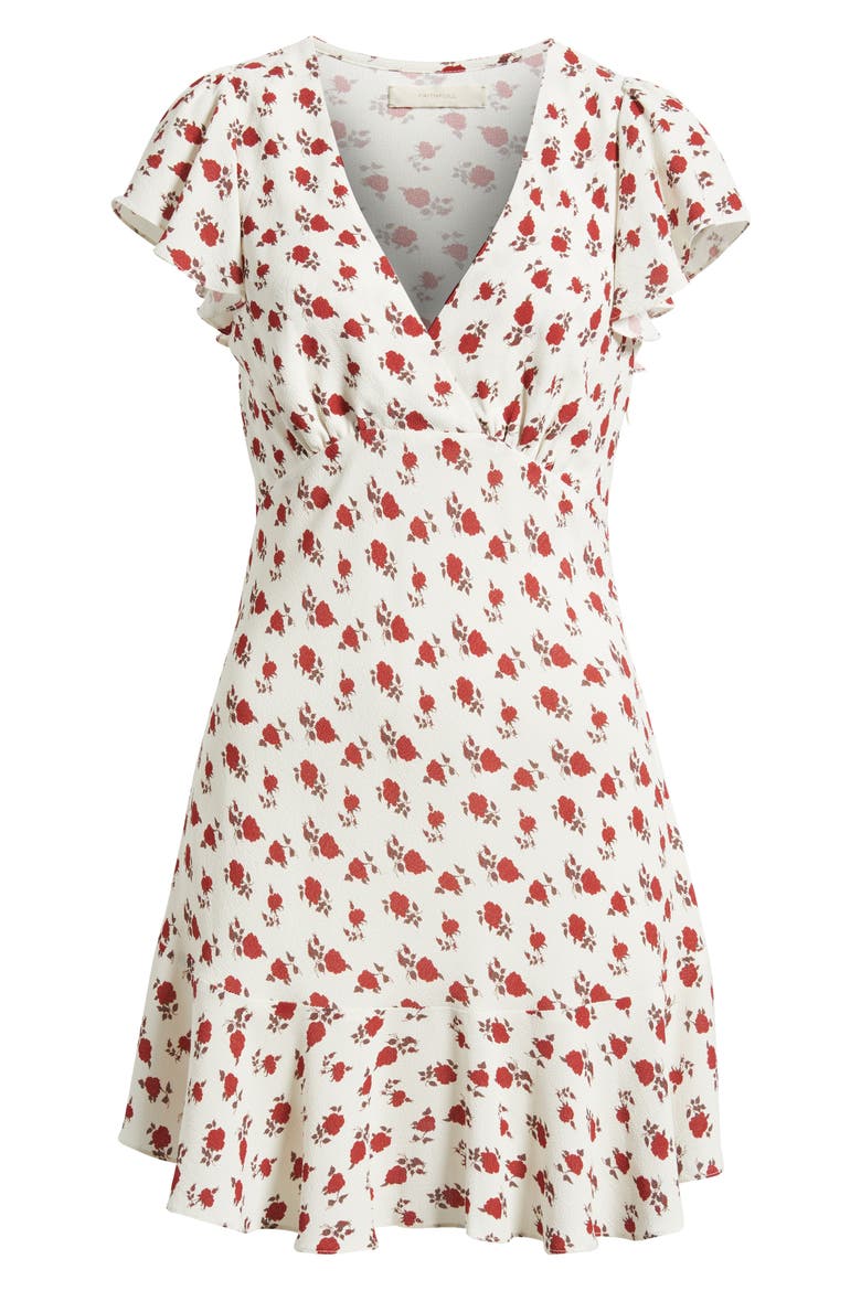 Alba Floral Crepe Minidress, Alternate, color, HAZY ROSE DEEP RED