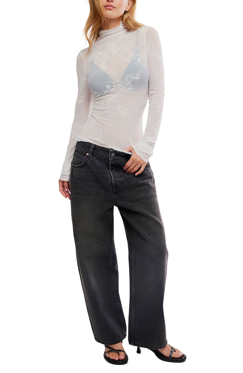 Free People You Decide Lace Mesh Top, Alternate, color, Ivory