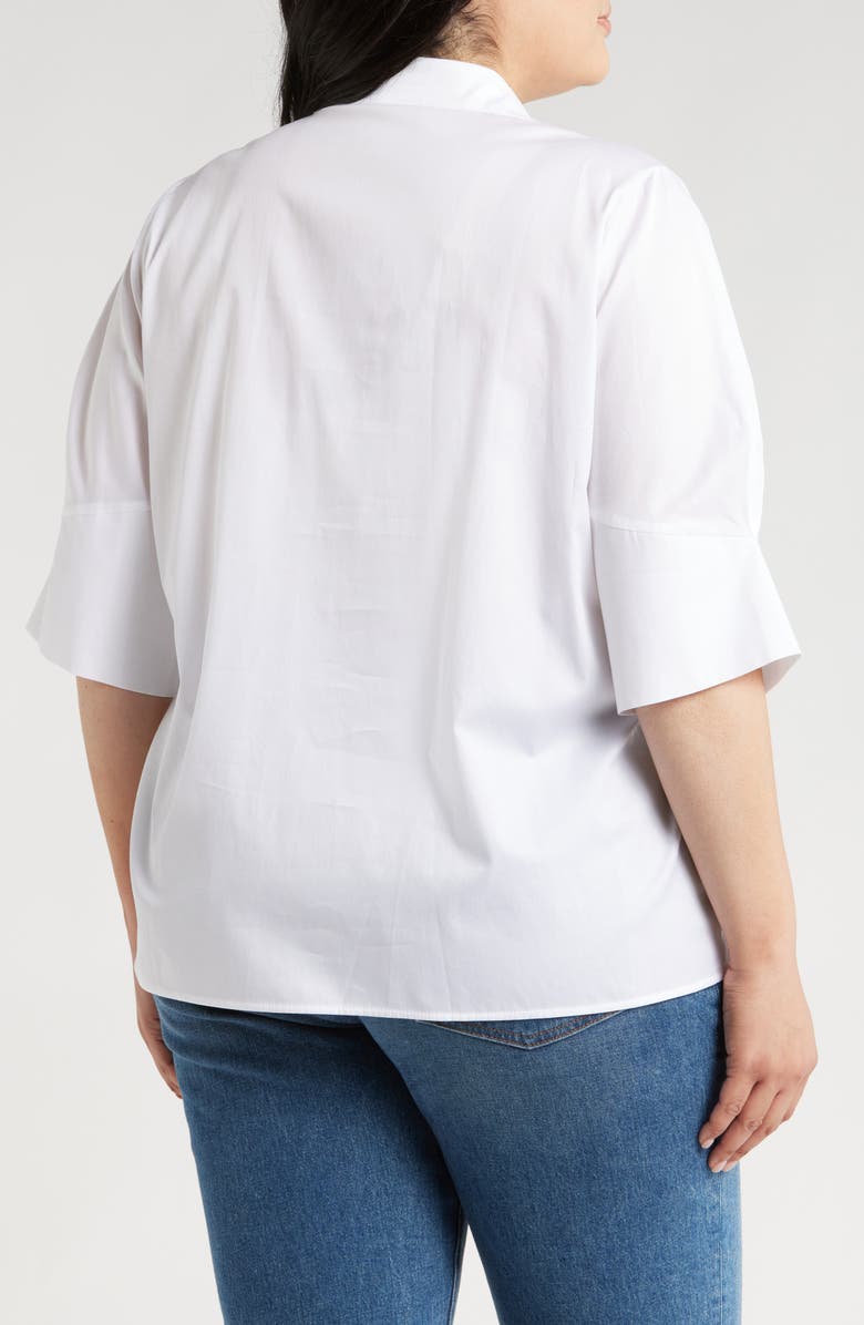 HARSHMAN Bernadina Elbow Sleeve Cotton Button-Up Shirt, Alternate, color, White