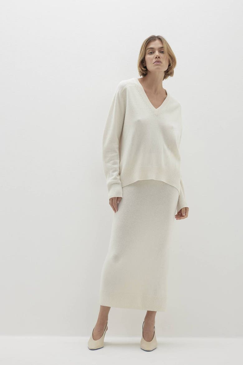Sydney V-Neck Cashmere Sweater, Main, color, Ecru