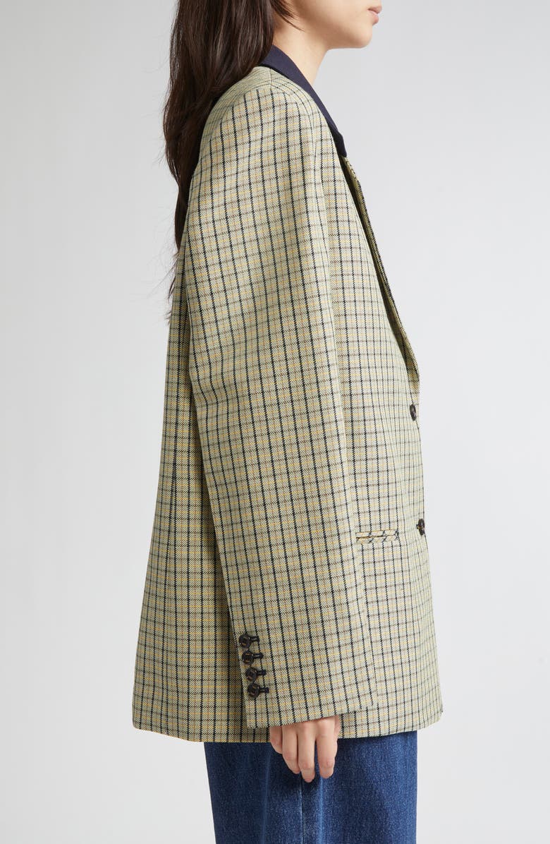 EENK Layered Single Breasted Check Blazer, Alternate, color, Green Multi