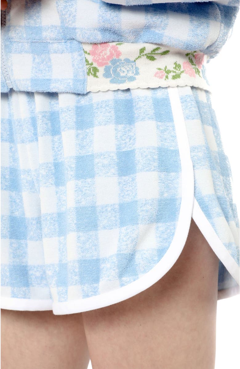 Anna Sui Gingham Terry Shorts, Alternate, color, Baby Blue