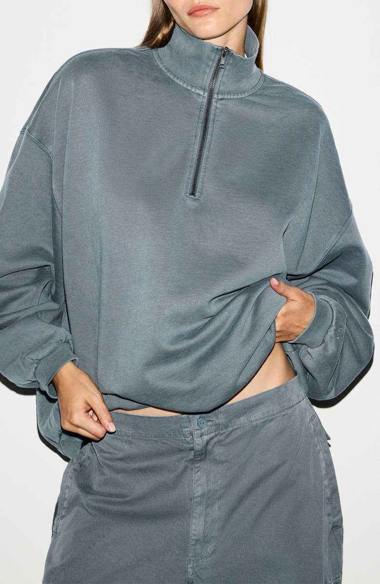 SKIMS Slouchy Half Zip Pullover, Main, color, Zircon