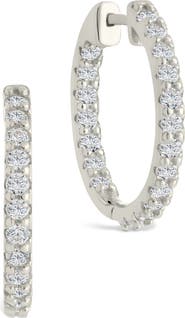 Sterling Forever Constance Cubic Zirconia Inside Out Hoop Earrings