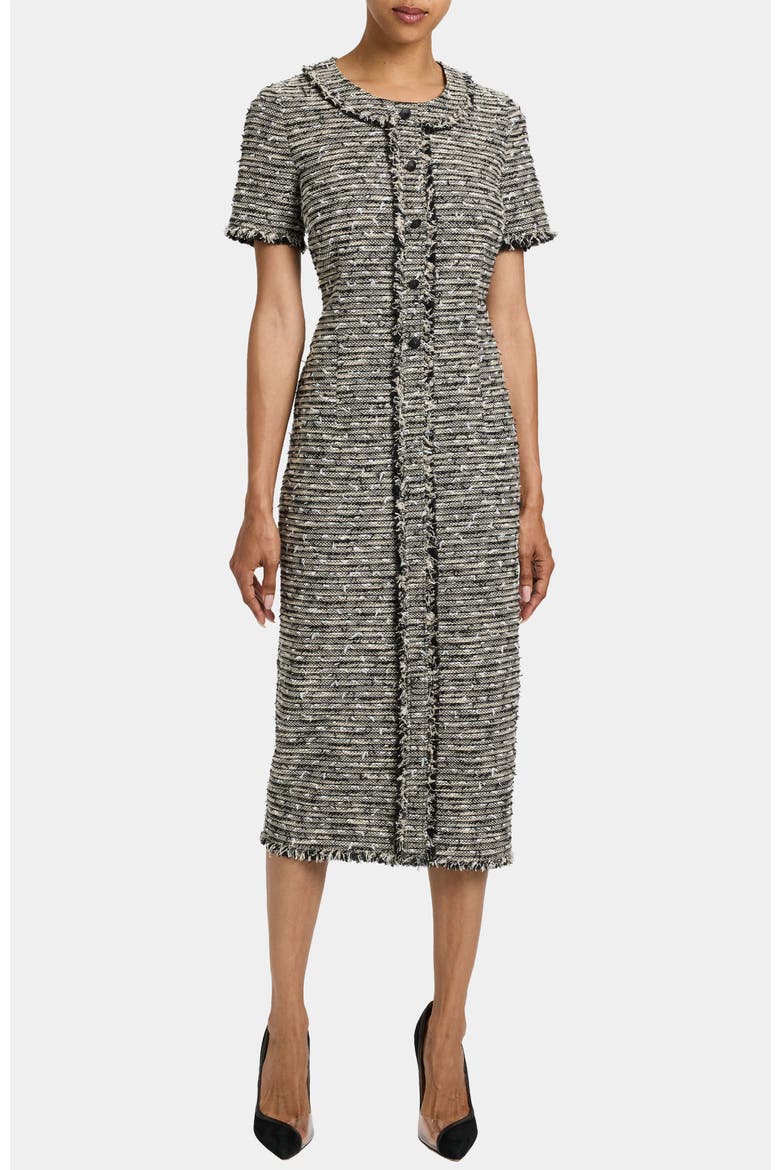 Cass Midi Tweed Dress, Alternate, color, SANDSTONE