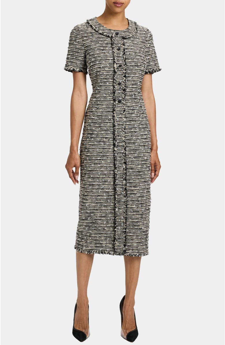 Santorelli Cass Midi Tweed Dress, Alternate, color, Sandstone