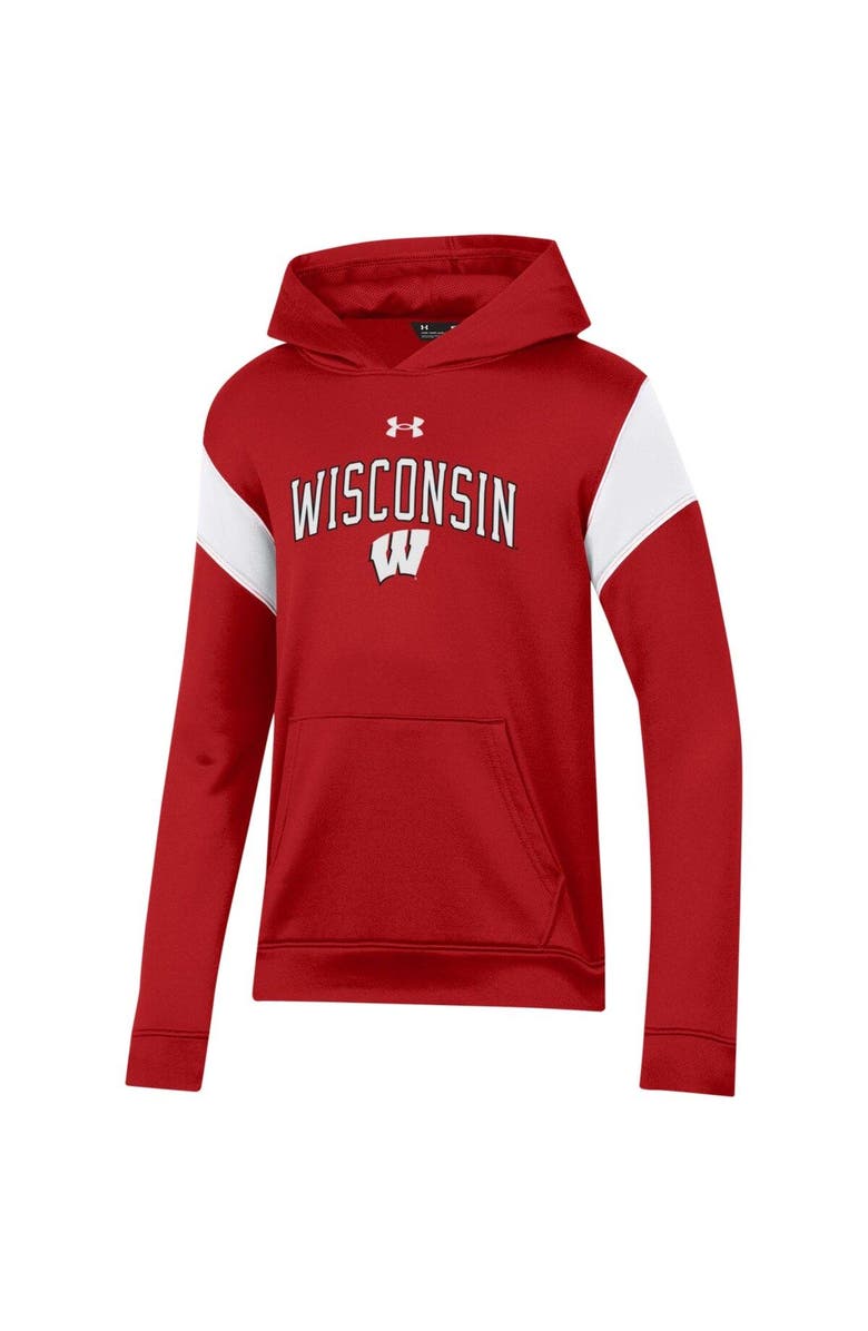 Under Armour Youth Under Armour Red Wisconsin Badgers Gameday Performance Pullover Hoodie, Alternate, color,