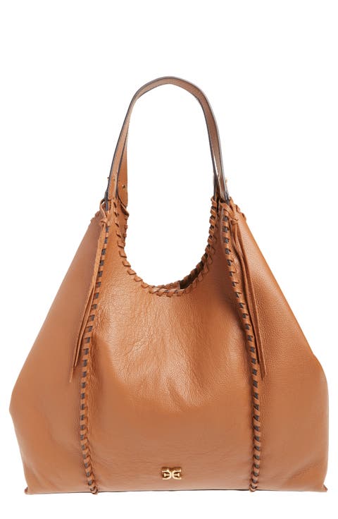 Sylvia Whipstitch Expandable Leather Tote
