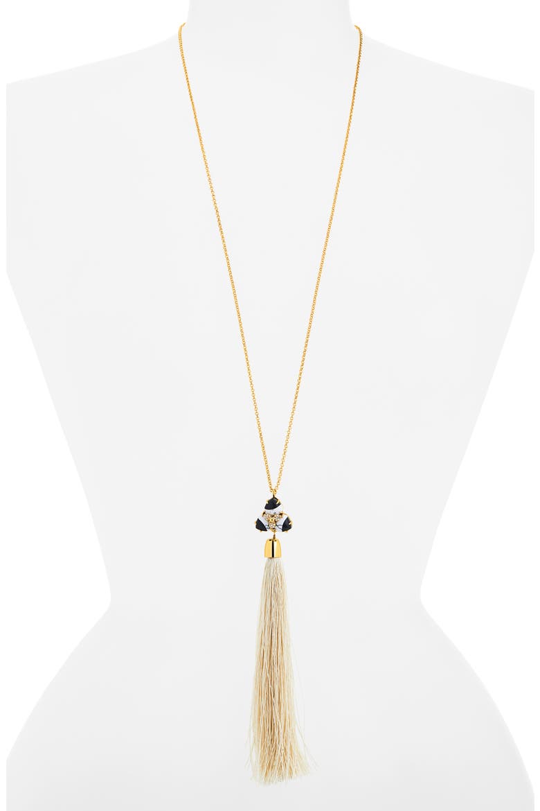 Crystal Orchid Tassel Necklace, Alternate, color, ONYX MARBLE