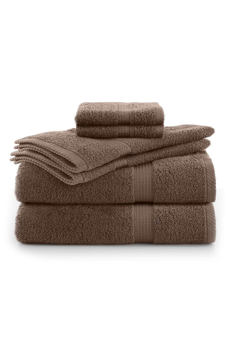 Utica Essentials 6-Piece Cotton Bath Towel Set, Main, color, Demitasse