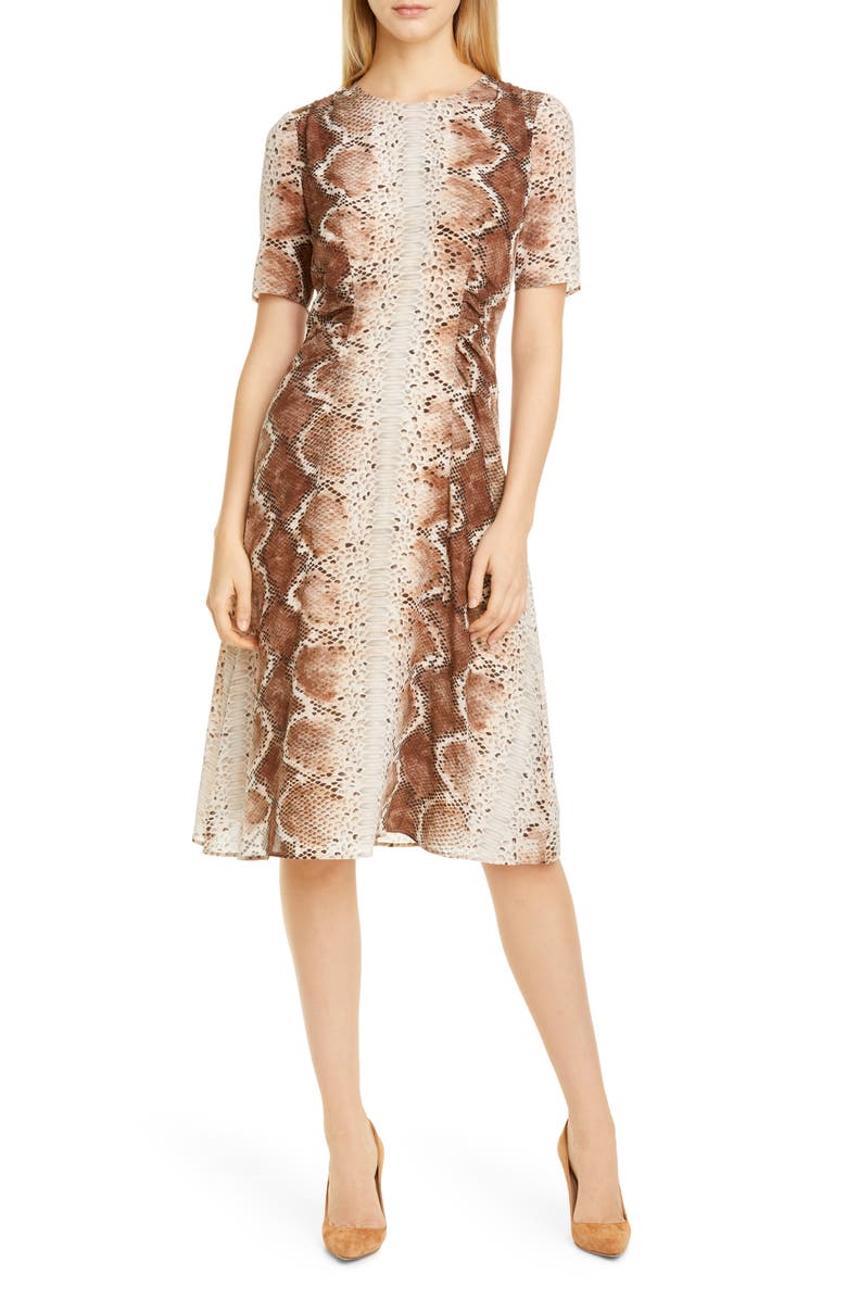 Altuzarra Snakeskin Print A-Line Silk Dress, Alternate, color,