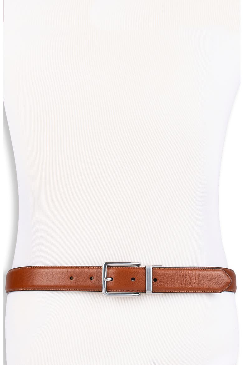 Reversible Feather Edge Leather Belt, Main, color, COGNAC/ NAVY