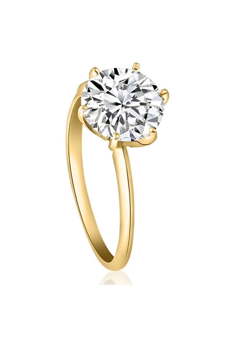 Certified 2 1/2CT Lab Grown Diamond Solitaire Thin Engagement Ring 14k Gold, Alternate, color, 14k Yellow Gold