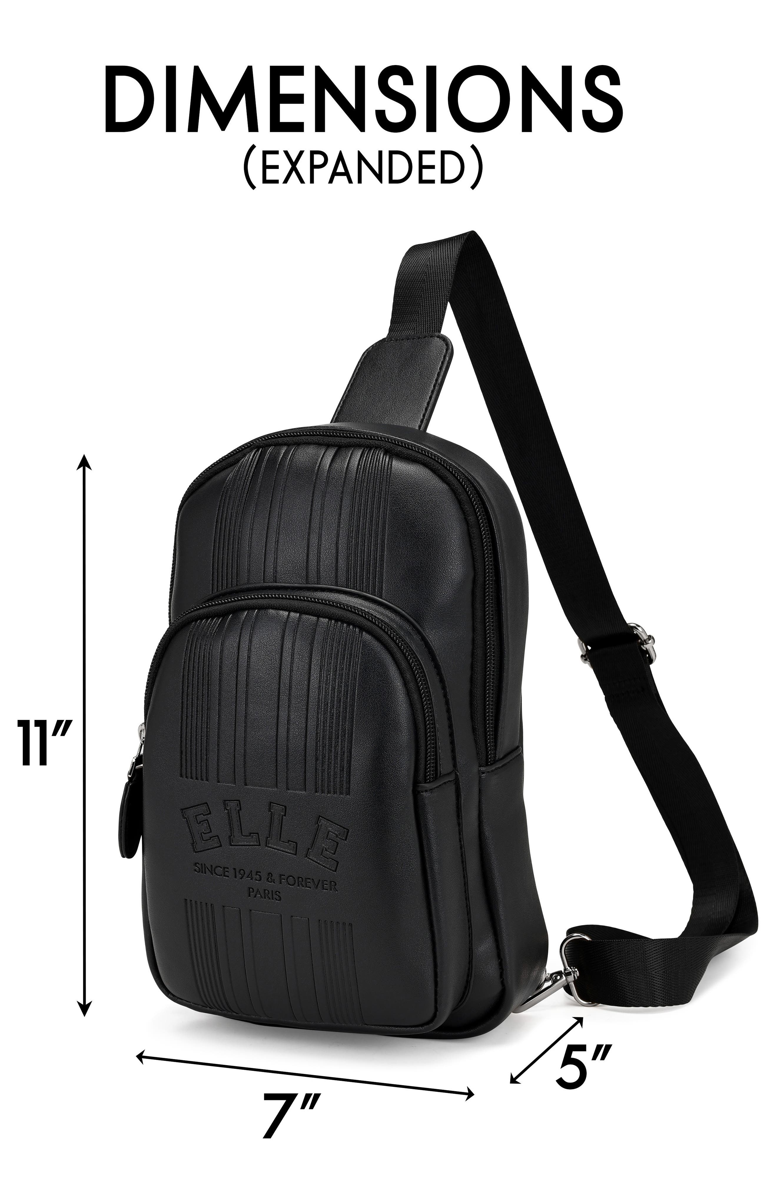 ELLE Roamer 2.8L Vegan Leather Chic Crossbody Bag, Alternate, color, Black