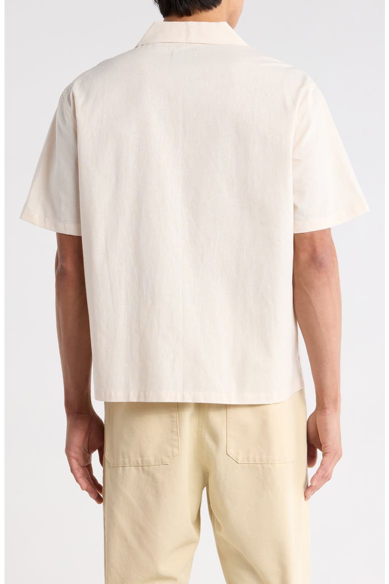 Elai Button-Up Cotton & Linen Camp Shirt, Alternate, color, CREAM