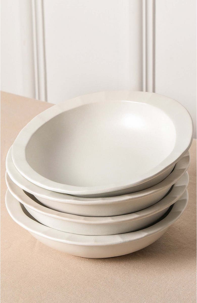 Stone Lain Oasis Stoneware 4-Piece Pasta Bowl Set, Alternate, color, White