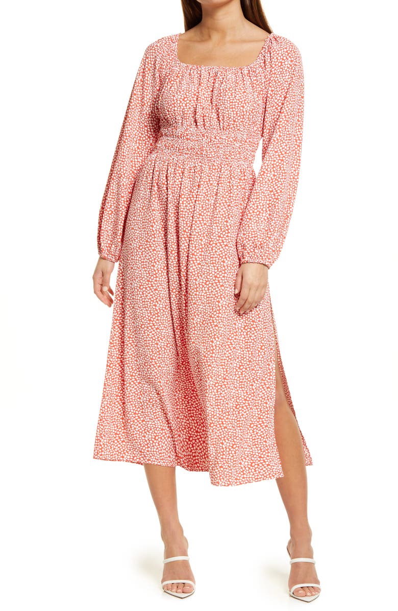 Charles Henry Dot Print Long Sleeve Dress, Main, color, 