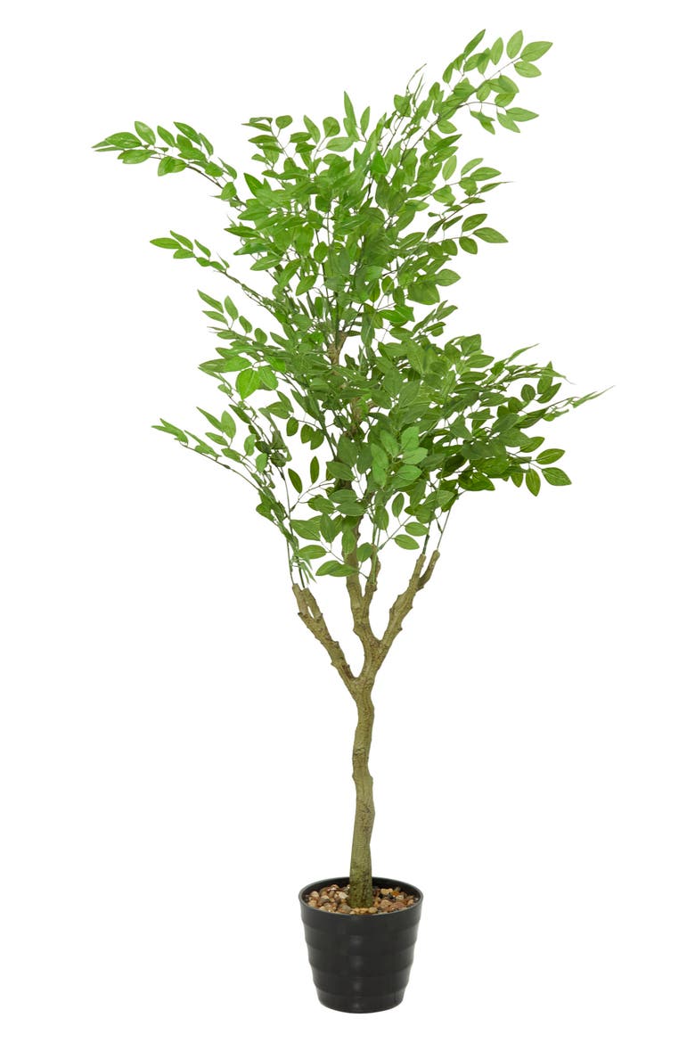 Green Faux Foliage Artificial Ficus Tree, Alternate, color, GREEN
