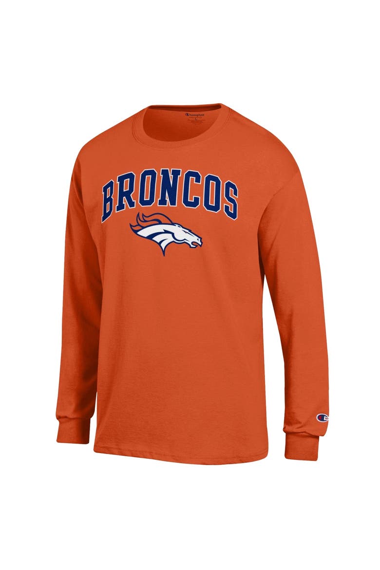 Men's Champion Orange Denver Broncos Arch Over Logo Long Sleeve T-Shirt, Alternate, color, Orange