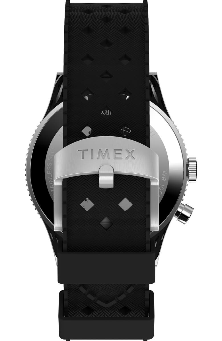 Timex<sup>®</sup> Waterbury Traditional GMT Rubber Strap Watch, 39mm, Alternate, color, Black