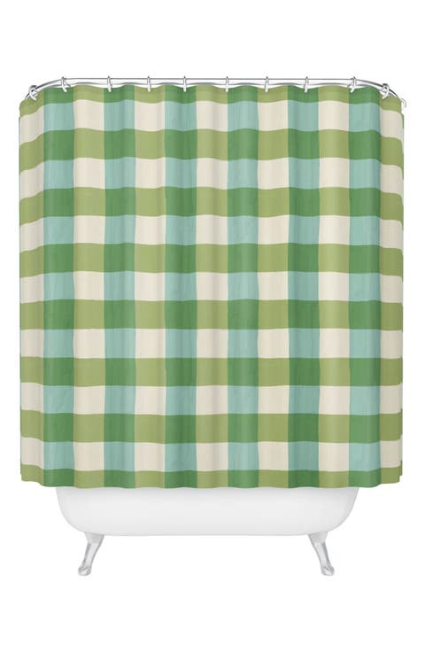 Fruit Salad Gingham Print Shower Curtain