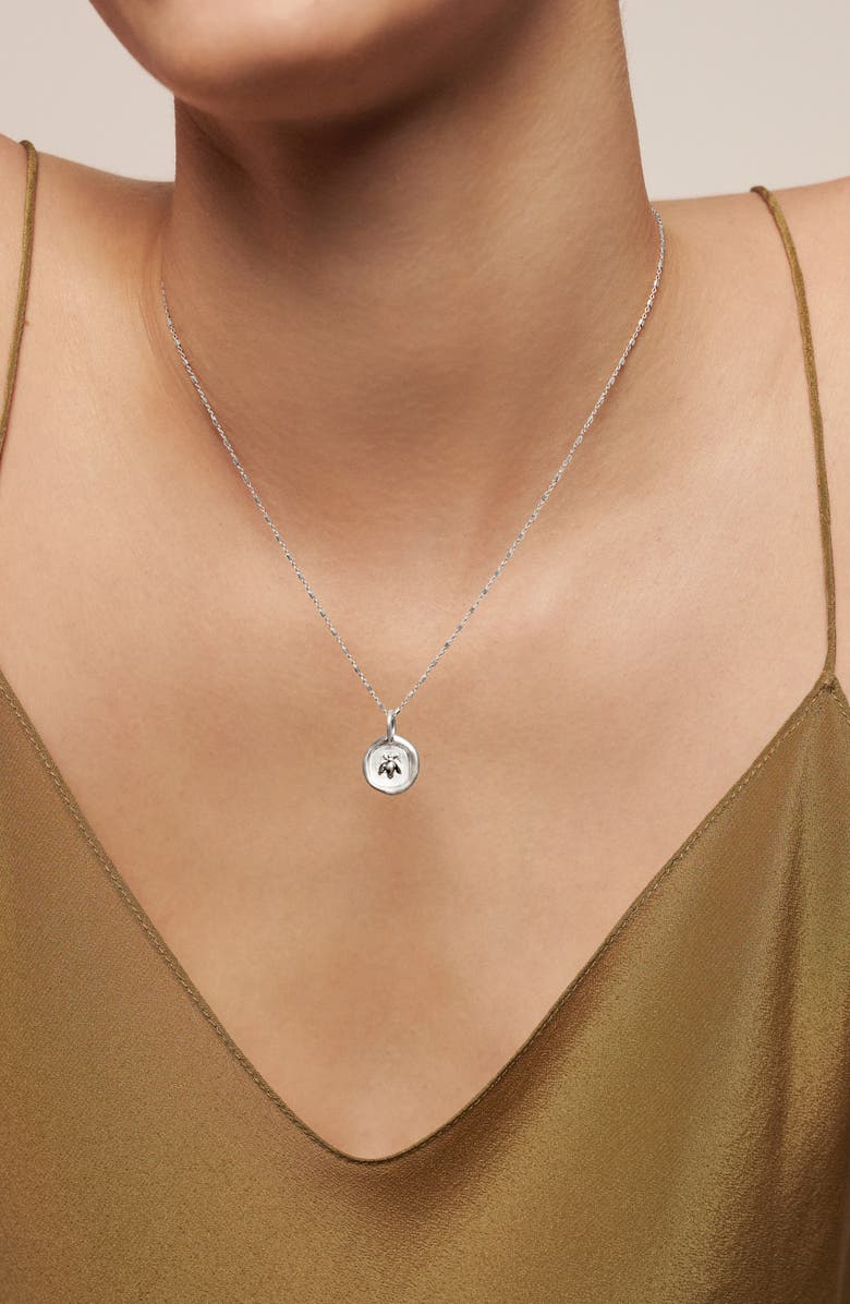 Monica Vinader Talismans Bee Pendant Necklace, Alternate, color, Silver