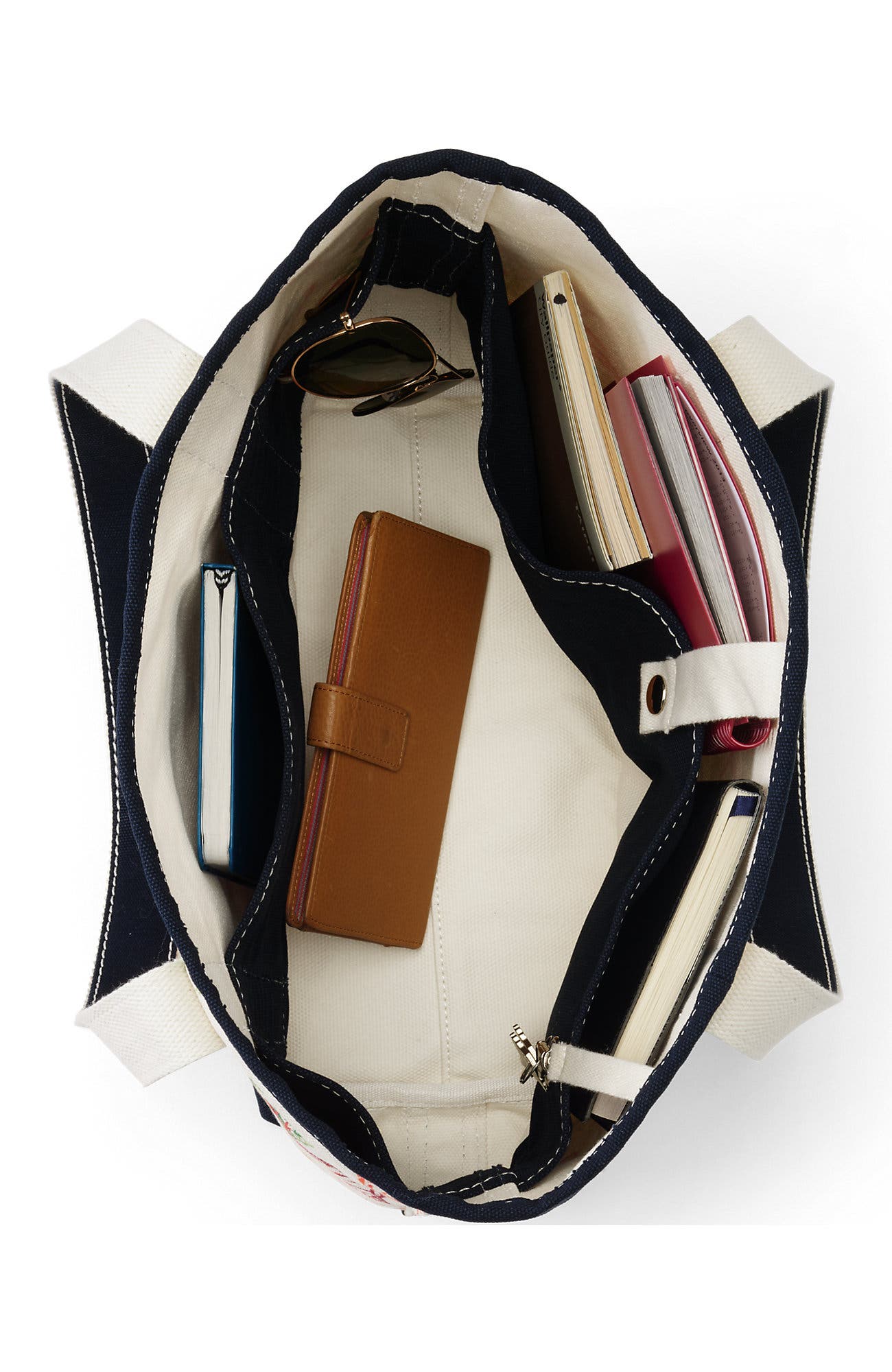Lands' End Zip Top Long Handle Canvas Tote Bag, Alternate, color, Vegetable Multi/Natural