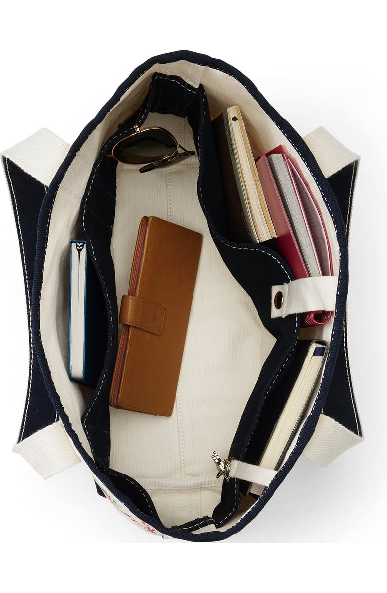 Lands' End Zip Top Long Handle Canvas Tote Bag, Alternate, color, Vegetable Multi/Natural