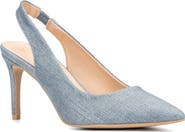 NEW YORK AND COMPANY Steph Snake Embossed Pointed Toe Slingback Pump