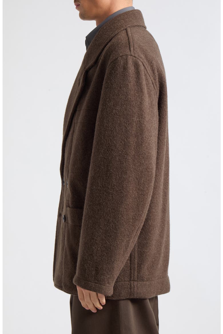 Short Double Breasted Wool & Alpaca Coat, Alternate, color, MUD