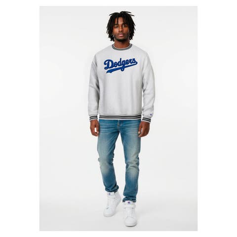 Men's Champion Heather Gray Los Angeles Dodgers Reverse Weave Sweatshirt