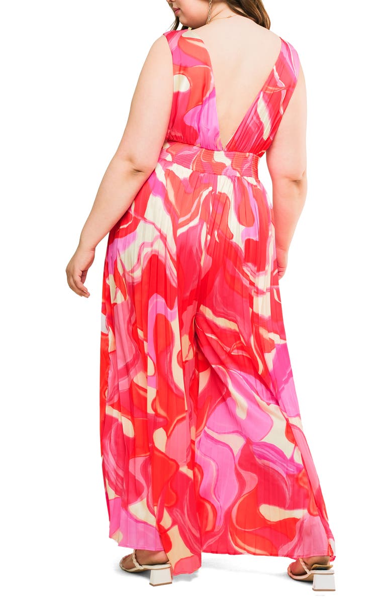 FLYING TOMATO Print Woven Jumpsuit, Alternate, color, Pink Red