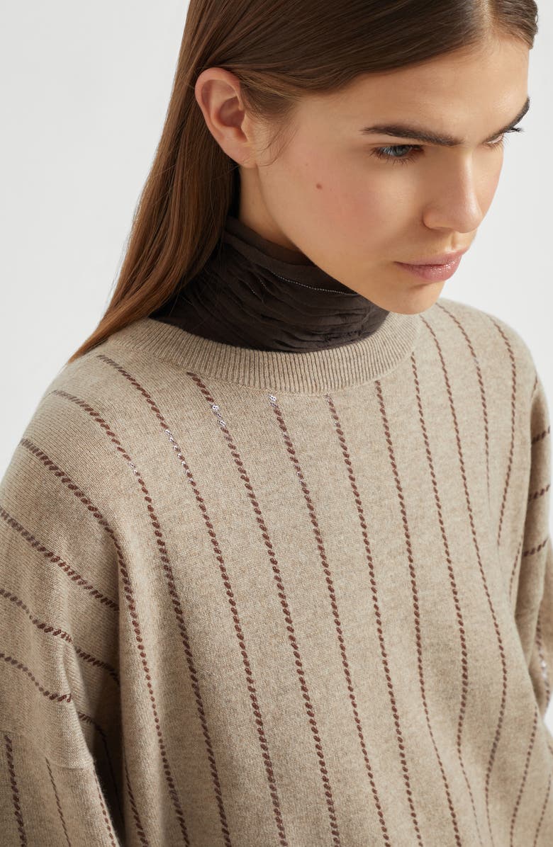 Brunello Cucinelli Dazzling Stripe sweater, Alternate, color, Cocoa