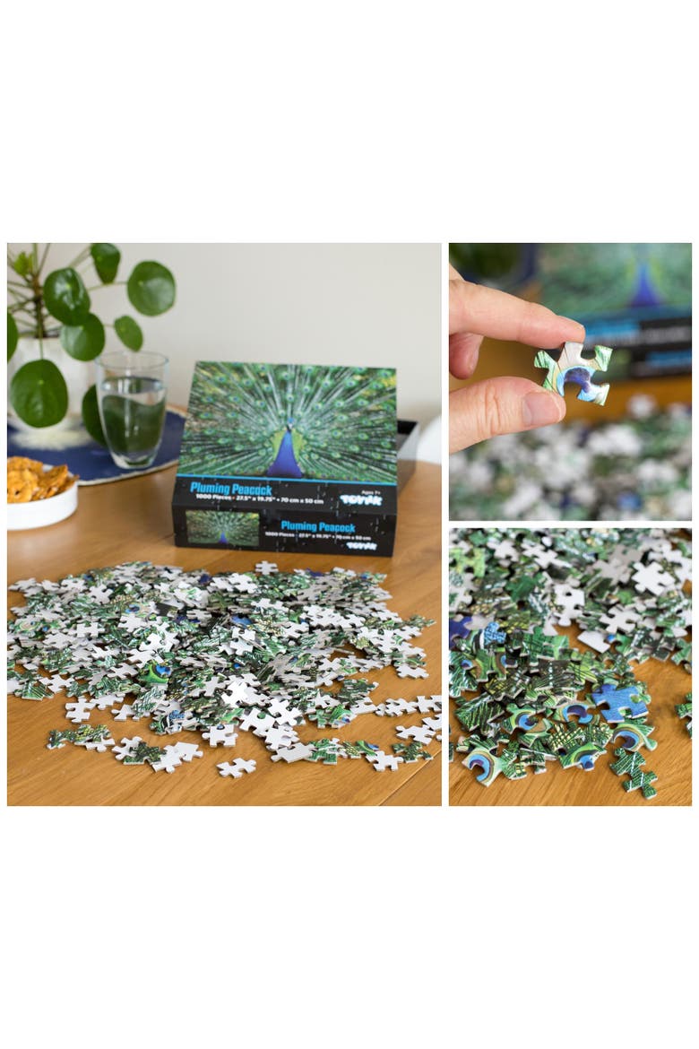 Peacock Plume Wild Zoo Animal 1000 Piece Jigsaw Puzzle, Alternate, color, Green